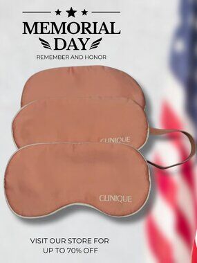 3 x Clinique Plush Pink Stain White Trim Eye Mask Sleep Eyemask Silky